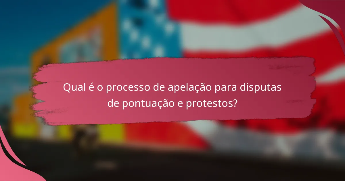 Qual é o processo de apelação para disputas de pontuação e protestos?